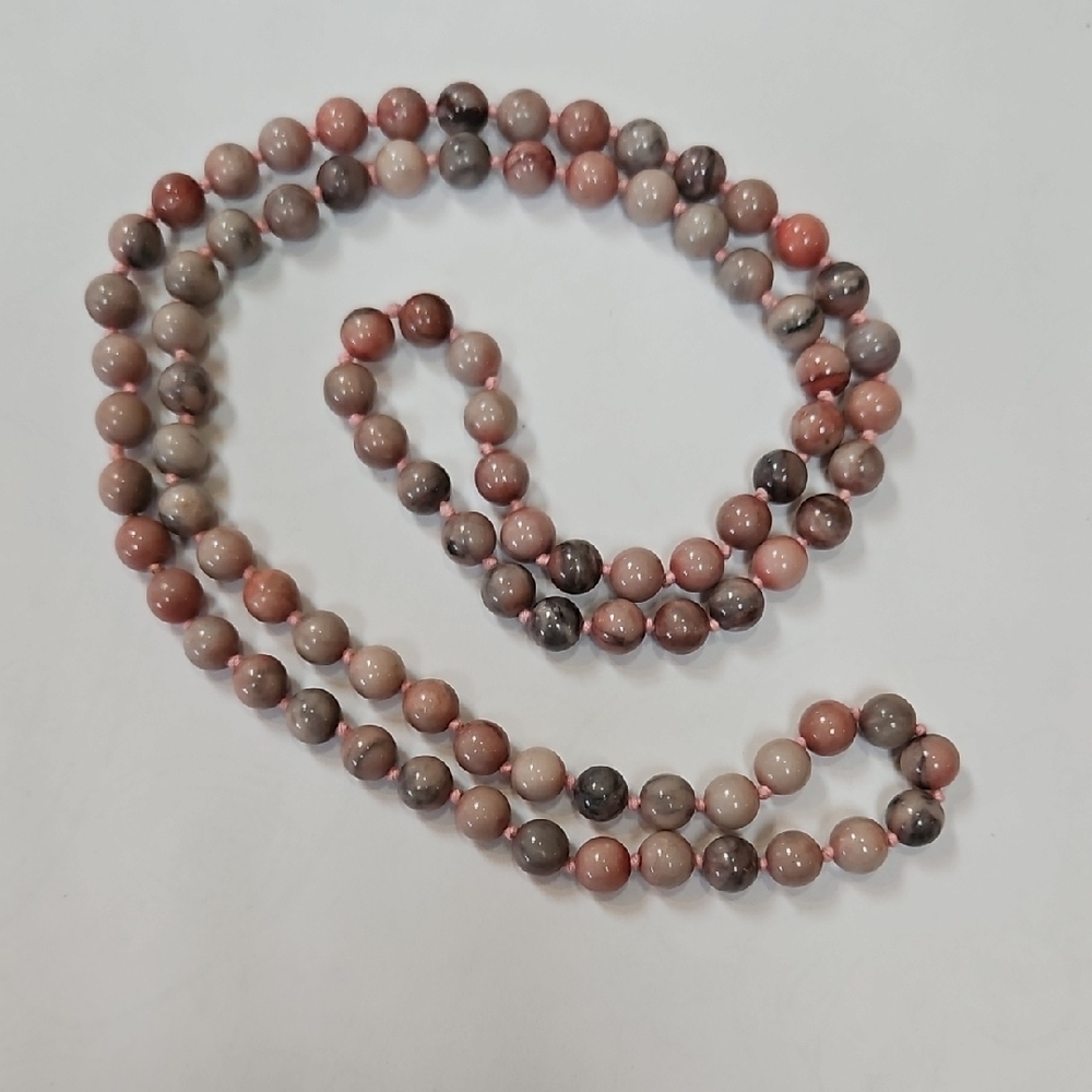 Elegant Pink and Gray Beaded Necklace